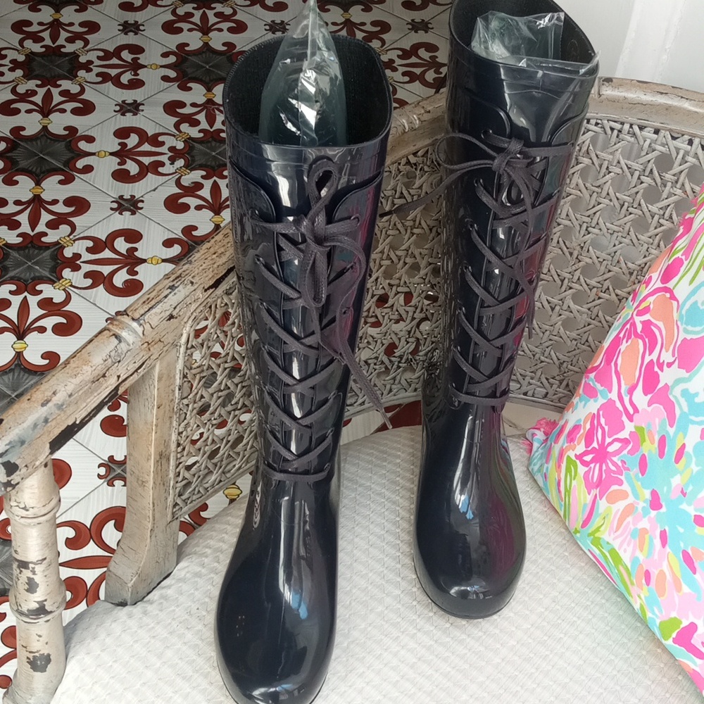 COPY - Yves Saint Laurent Lace Up Platform  Wedge Rain Boots